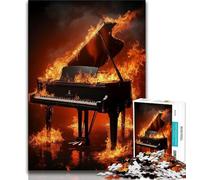 Puzzle da 1000 pezzi per adulti e adolescenti, puzzle a forma di pianoforte con fiamme, interessante strumento per ridurre lo stress e favorire l'interazione genitore-figlio (dimensioni 75x50cm)