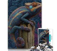 Puzzle da 1000 pezzi per adulti e adolescenti, puzzle colorato a forma di camaleonte, antistress, per trascorrere il tempo libero, lista dei desideri con Babbo Natale (dimensioni 38x26cm)