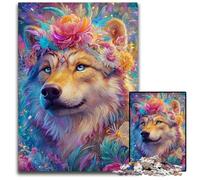 Puzzle da 1000 pezzi per adulti e adolescenti, puzzle con fiori e lupi, giochi divertenti, ideale come regalo per tutta la famiglia, per età 14 anni, 50x75cm