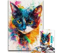 Puzzle da 1000 pezzi per adulti e adolescenti, puzzle con gatti acquerellati, giochi divertenti, decorazioni da parete, regali unici per compleanno e Natale (dimensioni 38x26cm)