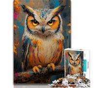 Puzzle da 1000 pezzi per adulti e adolescenti puzzle con gufo misterioso antistress sfida difficile regali di Babbo Natale segreto 38x26cm