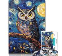 Puzzle da 1000 pezzi per adulti e adolescenti, puzzle con gufo nel cielo notturno per adulti, giochi rilassanti, ideale come regalo per tutta la famiglia, 50x75cm