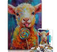 Puzzle da 1000 pezzi per adulti e adolescenti,puzzle con pecore che mangiano lecca-lecca,attività divertente per la casa,giocattoli per i giorni di pioggia,regali di compleanno (dimensioni 38x26cm)