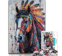 Puzzle da 1000 pezzi per adulti e adolescenti puzzle di cavalli indiani per adolescenti per giochi educativi giocattoli decorazioni per la casa e regali unici 38x26cm