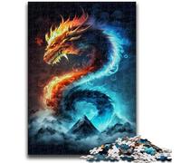 Puzzle da 1000 pezzi per adulti e adolescenti, puzzle di draghi volanti di ghiaccio e fuoco, ideali come regali per tutta la famiglia, adatti per 14 persone, 38x26cm