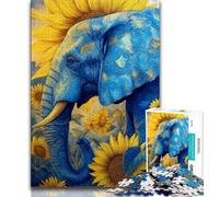 Puzzle da 1000 pezzi per adulti e adolescenti puzzle di girasoli ed elefanti per adolescenti antistress per trascorrere il tempo in casa per migliorare l'amore tra coppie 75x50cm