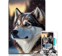 Puzzle da 1000 pezzi per adulti e adolescenti, puzzle di neve con cane husky per adulti, regali di compleanno unici per bambini dai 14 anni in su (dimensioni 75x50cm)