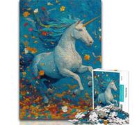 Puzzle da 1000 pezzi per adulti e adolescenti, puzzle di unicorni misteriosi, con poster abbinato e foglio di quiz per bambini dai 14 anni in su (dimensioni 75x50cm)