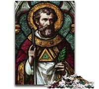Puzzle da 1000 pezzi per adulti e adolescenti, puzzle di vetrate colorate di San Giovanni Battista per adulti, giocattolo educativo antistress, ottimi regali e giocattoli (38x26cm)