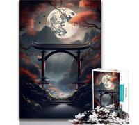 Puzzle da 1000 pezzi per adulti e adolescenti puzzle fantasy giapponesi Moon Gate per adolescenti gioco a quiz decorazione da parete regali unici per compleanno e Natale 38x26cm