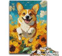 Puzzle da 1000 pezzi per adulti e adolescenti, puzzle per adolescenti con girasoli e corgi, gioco stimolante, ideale come regalo per tutta la famiglia (38x26cm)