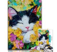 Puzzle da 1000 pezzi per adulti e adolescenti, puzzle per adulti con gatti e fiori, giochi divertenti, decorazioni da parete, regali unici per compleanni e Natale (dimensioni 75x50cm)