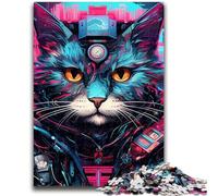 Puzzle da 1000 pezzi per adulti e adolescenti, puzzle Techno Cat, giochi educativi, decorazione per la casa, adatti per la decorazione del desktop (26x38cm)