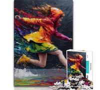 Puzzle da 1000 pezzi per adulti e adolescenti, raffigurante una ragazza che corre, dipinto a olio, giocattoli avvincenti per la decorazione della casa (dimensioni 75x50cm)