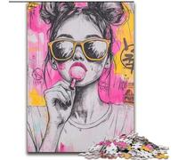 Puzzle da 1000 pezzi per adulti e adolescenti,raffigurante una ragazza che indossa occhiali da sole,per un gioco educativo,un giocattolo,un arredamento unico per la casa e un regalo (26x38cm)