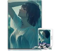 Puzzle da 1000 pezzi per adulti e adolescenti, ragazza anime sotto la pioggia, giochi educativi, analisi e logica, opera d'arte, regalo, dimensioni 38x26cm