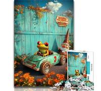 Puzzle da 1000 pezzi per adulti e adolescenti rana alla guida di un'auto puzzle da 1000 pezzi antistress sfida difficile regali di Babbo Natale segreto 75x50cm