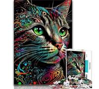 Puzzle da 1000 pezzi per adulti e adolescenti ritratto di un bellissimo gatto puzzle da 1000 pezzi antistress sfida difficile regali di Babbo Natale segreto 38x26cm