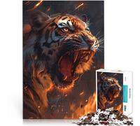 Puzzle da 1000 pezzi per adulti e adolescenti Ruggito della tigre Fatto di cartone per età 14+ Giocattoli educativi per l'apprendimento Giochi per famiglie regalo di compleanno misurare：38x52cm