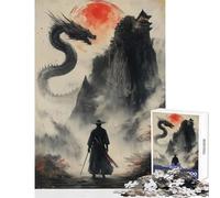 Puzzle da 1000 pezzi per adulti e adolescenti Samurai solitario contro il drago decorazione per la casa giocattoli regali di compleanno gioco impossibile stimolante intellettuale dimensioni 50x75cm