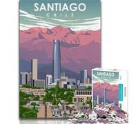Puzzle da 1000 pezzi per adulti e adolescenti, Santiago del Cile, per ammazzare il tempo durante le vacanze Ogni pezzo è unico Gioco divertente e stimolante per tutta la famiglia, 50x75cm