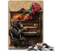 Puzzle da 1000 pezzi per adulti e adolescenti Scimmia che suona il pianoforte, adatto a persone dai 14 anni in su, giochi educativi, regali di Babbo Natale segreto, 26x38cm