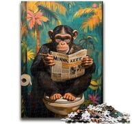 Puzzle da 1000 pezzi per adulti e adolescenti, scimpanzé che legge un giornale, adatto a partire dai 14 anni, giochi per famiglie, ideale come regalo per tutta la famiglia, 50x75cm