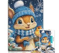 Puzzle da 1000 pezzi per adulti e adolescenti scoiattoli in inverno puzzle da 1000 pezzi antistress sfida difficile regali di Babbo Natale segreto 75x50cm