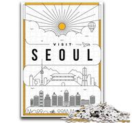 Puzzle da 1000 pezzi per adulti e adolescenti, Seoul, Corea del Sud, puzzle per adolescenti, con poster abbinato e foglio di quiz per età 14+ (50x75cm)