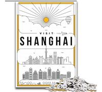 Puzzle da 1000 pezzi per adulti e adolescenti Shanghai Cina, giocattoli antistress, regali di compleanno unici per bambini dai 14 anni in su, 26x38cm