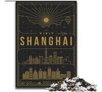 Puzzle da 1000 pezzi per adulti e adolescenti Shanghai Cina Giocattoli per l'intrattenimento della famiglia con poster abbinato e foglio di quiz (50x75cm) 1000 pezzi