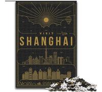 Puzzle da 1000 pezzi per adulti e adolescenti Shanghai Cina Giocattoli per l'intrattenimento della famiglia con poster abbinato e foglio di quiz (26x38cm) 1000 pezzi