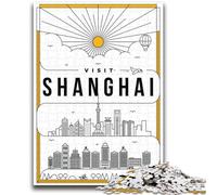 Puzzle da 1000 pezzi per adulti e adolescenti Shanghai, Cina, gioco educativo, sfida, giocattolo, decorazione da parete, compleanno e Natale (dimensioni 38x26cm)