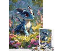 Puzzle da 1000 pezzi per adulti e adolescenti simpatico drago in un campo di fiori giocattolo decorazione da parete regali di Babbo Natale segreto giochi divertenti per migliorare l'amore tra coppie