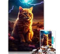 Puzzle da 1000 pezzi per adulti e adolescenti simpatico gatto seduto su Marte giocattoli per l'intrattenimento della famiglia con poster abbinato e foglio di quiz 38x26cm