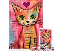 Puzzle da 1000 pezzi per adulti e adolescenti simpatico gatto soriano di San Valentino giocattolo con tecnica mista decorazione da parete regali di Babbo Natale segreto giochi divertenti