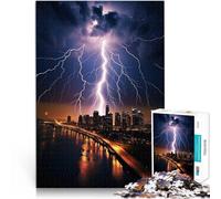 Puzzle da 1000 pezzi per adulti e adolescenti Skyline della città dei fulmini Fatto di carta,da 14 anni in su Adatto alle coppie Regali interessanti per ridurre lo stress。misurare:38x52cm