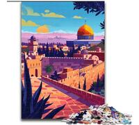 Puzzle da 1000 pezzi per adulti e adolescenti Skyline di Gerusalemme, gioco per famiglie e decorazioni per la casa uniche e regali per età 14 26x38cm