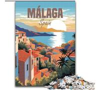 Puzzle da 1000 pezzi per adulti e adolescenti Spagna Malaga Viaggio Intrattenimento per famiglie Giocattoli con poster abbinato e foglio di quiz (50x75cm) 1000 pezzi
