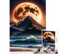 Puzzle da 1000 pezzi per adulti e adolescenti spiaggia cielo alba luna decorazioni per la casa giocattoli regali di compleanno gioco impossibile stimolante intellettuale dimensioni 38x52cm