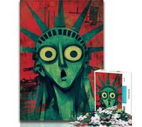 Puzzle da 1000 pezzi per adulti e adolescenti Statua della Libertà astratta, giocattoli educativi per l'apprendimento, giochi per famiglie che migliorano l'amore tra coppie (75x50cm)