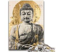 Puzzle da 1000 pezzi per adulti e adolescenti Statua dorata del Buddha per bambini dai 14 anni in su Interessanti regali per ridurre lo stress per amici e familiari 50x75cm