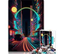 Puzzle da 1000 pezzi per adulti e adolescenti, strada con luci al neon Puzzle da 1000 pezzi, ideale come regalo per tutta la famiglia Adatto per bambini dai 14 anni in su (dimensioni 75x50cm)