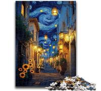 Puzzle da 1000 pezzi per adulti e adolescenti "Strade sotto il cielo notturno" per adolescenti, con poster abbinato e foglio di quiz per bambini dai 14 anni in su (75x50cm)
