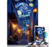 Puzzle da 1000 pezzi per adulti e adolescenti, strade sotto il cielo notturno, sfida difficile e antistress, ideale come regalo per tutta la famiglia, adatto per bambini di età compresa tra 38 e 26cm