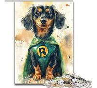 Puzzle da 1000 pezzi per adulti e adolescenti Superman Dachshund Staycation Kill Time con poster abbinato e foglio di quiz (dimensioni 26x38cm)