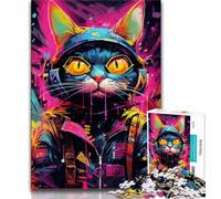 Puzzle da 1000 pezzi per adulti e adolescenti Techno Cat 1000 pezzi per adulti, per giochi di ruolo impegnativi e giochi in famiglia (dimensioni 38x26cm)