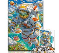 Puzzle da 1000 pezzi per adulti e adolescenti, tema del compleanno dell'astronauta, sfida difficile contro lo stress, per rafforzare l'amore tra coppie (38x26cm)