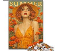 Puzzle da 1000 pezzi per adulti e adolescenti, tema: ragazza estiva, giochi educativi, decorazione per la casa, ideale come regalo per tutta la famiglia dimensioni 26x38cm