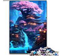 Puzzle da 1000 pezzi per adulti e adolescenti, Tempio della cascata al neon, gioco per famiglie, arredamento e regali unici per la casa per bambini dai 14 anni (dimensioni 50x75cm)